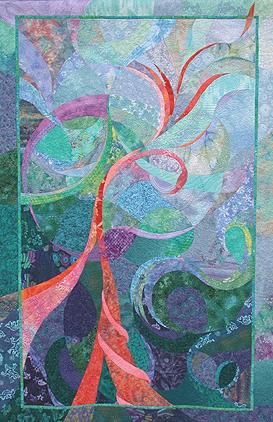 Image - blue-green background with orange swirls